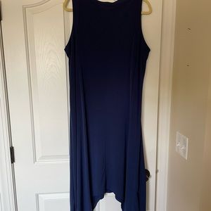 Navy blue sleeveless midi dress